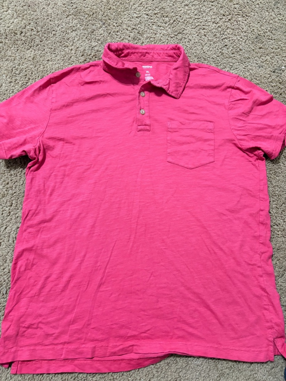 Sonoma Bright Pink Polo with Chest Pocket Size XL - Picture 2 of 8